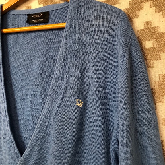Vintage Christian Dior Men’s Blue Cardigan Sweater - Picture 2 of 12